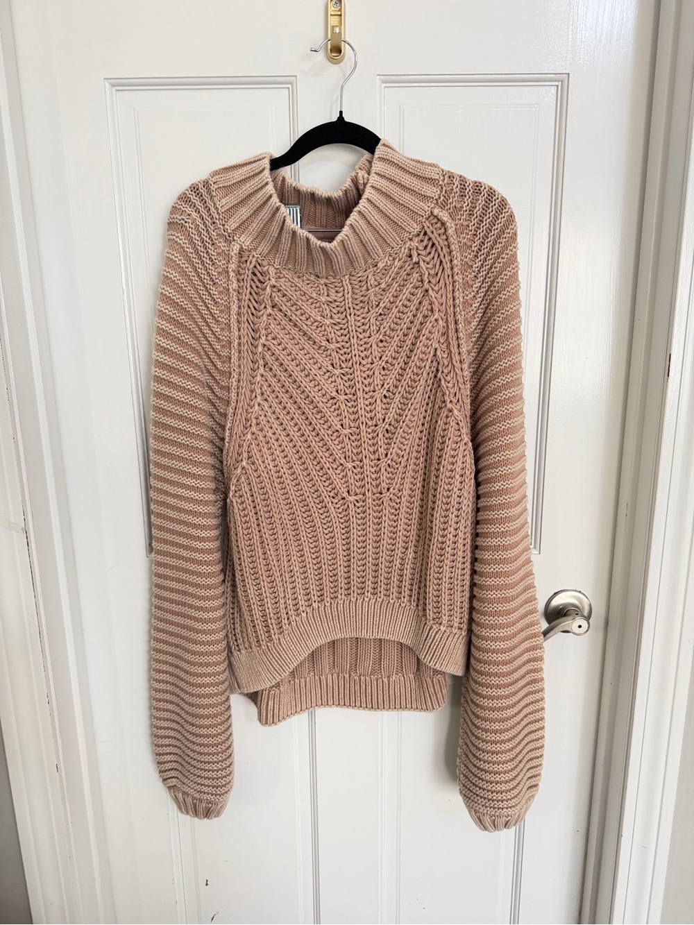 Free People Sweetheart Cropped Rib-Knit Sweater Sandcastle Tan Size Large - Picture 5 of 7